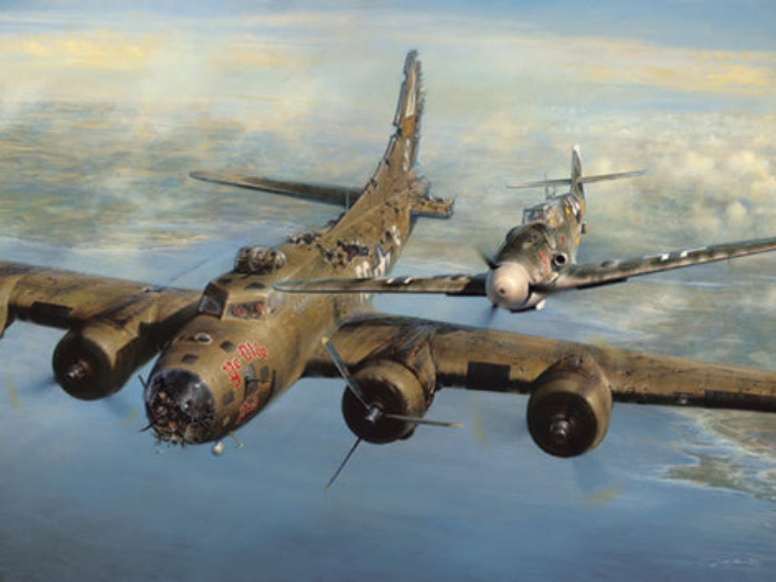 20 de dezembro de 1943: Franz Stigler, piloto alemão veterano, encontra o B-17 "Ye Olde Pub" severamente danificado sobre a Alemanha. Em vez de abatê-lo e ganhar a prestigiosa Cruz de Cavaleiro, ele escolhe escoltá-lo até a segurança, lembrando-se das palavras de seu mentor: "Se eu algum dia te vir atirando em um homem de paraquedas, eu mesmo te abaterei."